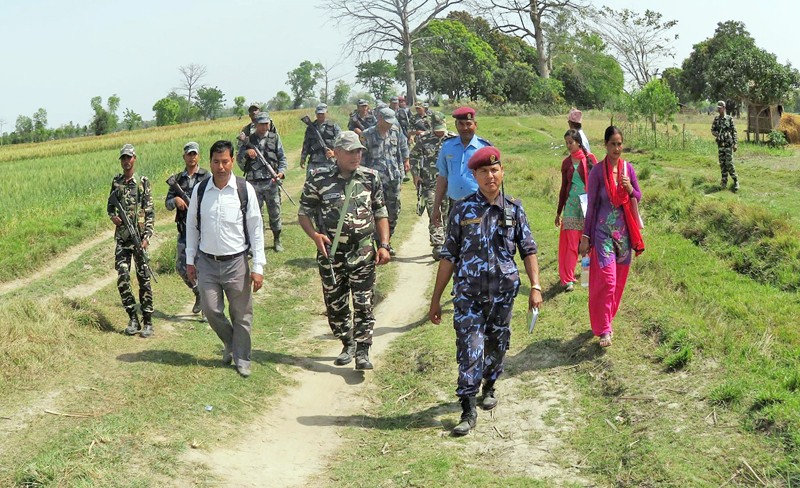 Joint border patrol by Nepal-India security persons 